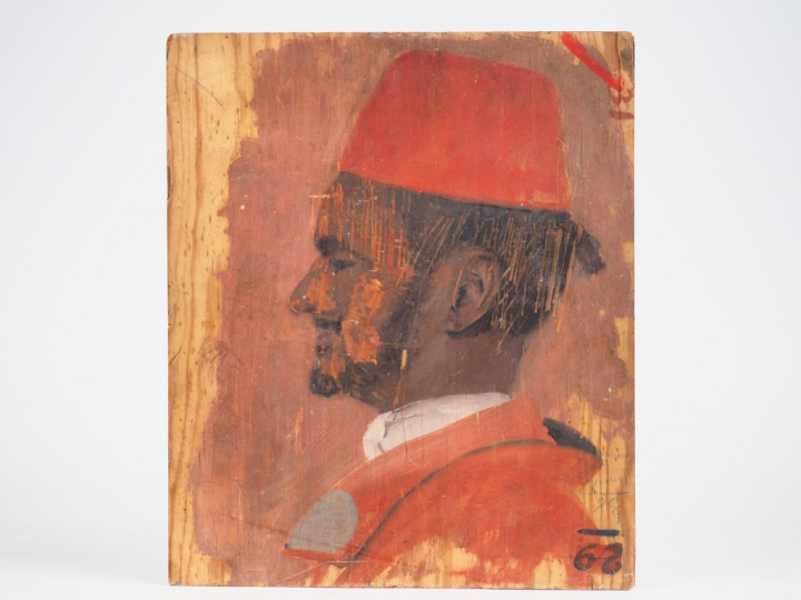 Jean Désiré BASCOULES. Huile panneau double face. Signée en bas à gauc