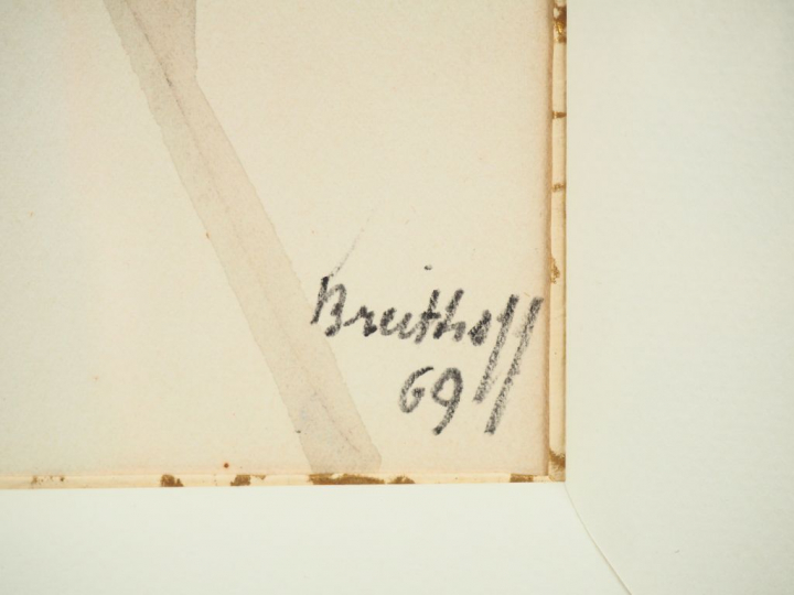 Michel BREITHOFF. "Le couple". Aquarelle signée en bas à droite et dat