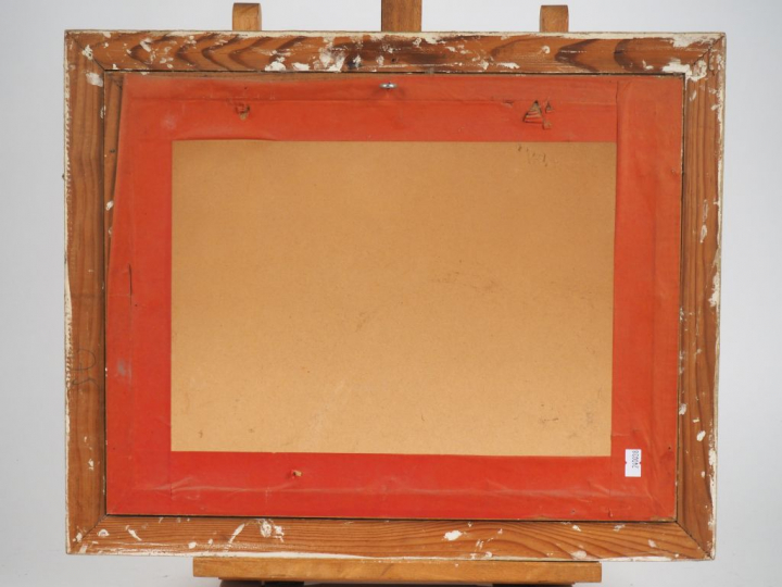 P. CARCASSONNE. "Paysage". Huile sur isorel signée en bas à gauche. Di