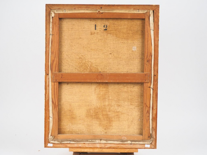 CHEBROUX. "Jeune italienne au bord de la mer". Huile sur toile signée 