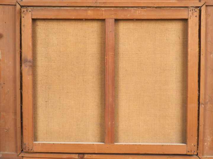 A. CORTES. "Bergère et son troupeau". Huile sur toile signée en bas à 