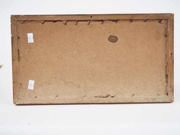 R. GAUDRY. "Le rivage". Huile sur carton signée en bas à droite. Dim. 