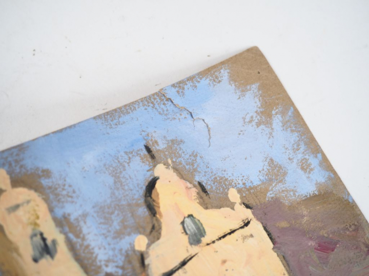 P. GENET. "Eglise de campagne" et "Village au bord de l'eau". 2 différ