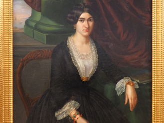 Vente aux enchères Jules JAMMES. "Portrait d'élégante à l'éventail". Huile sur toile, sig