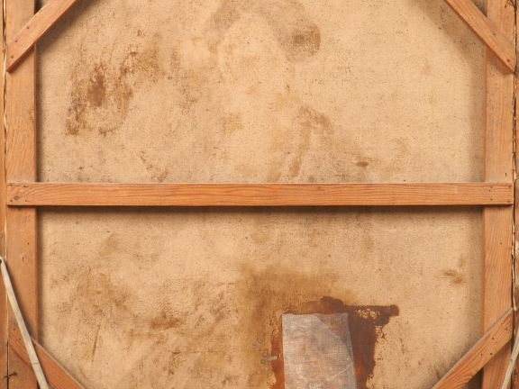 Jules JAMMES. "Portrait d'élégante à l'éventail". Huile sur toile, sig