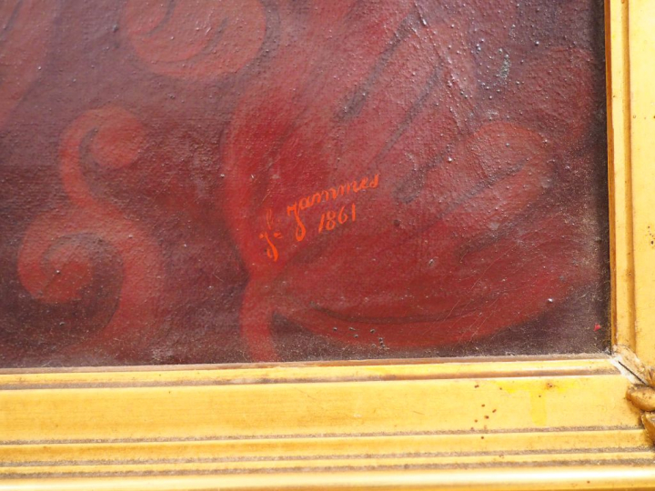Jules JAMMES. "Portrait d'homme à la longue vue". Huile sur toile sign