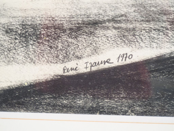 René IZAURE. "Nature morte au gibier". Dessin signé et daté en 1970. D