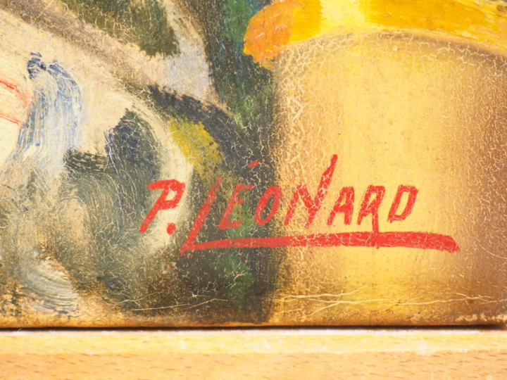 P. LEONARD. "La jeune orientale". Huile sur toile signée en bas à droi