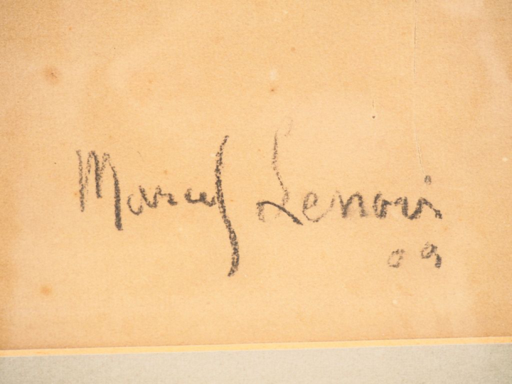 Marcel LENOIR. "Portrait de jeune fille". Dessin signé et daté en bas 
