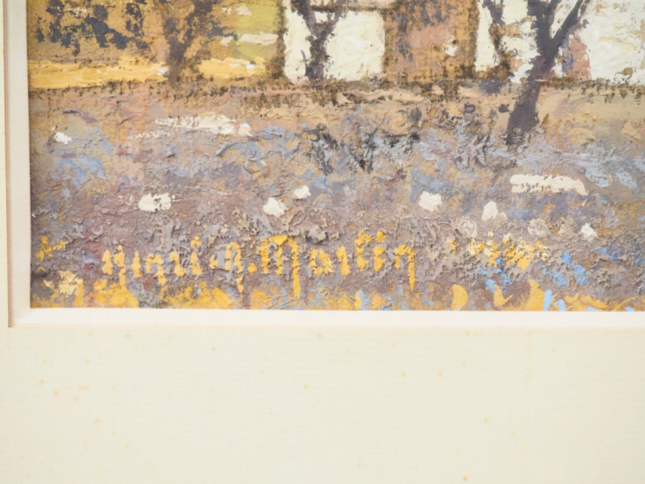 Henri-André MARTIN. "Mas à Eygalières". Huile sur carton signée en bas