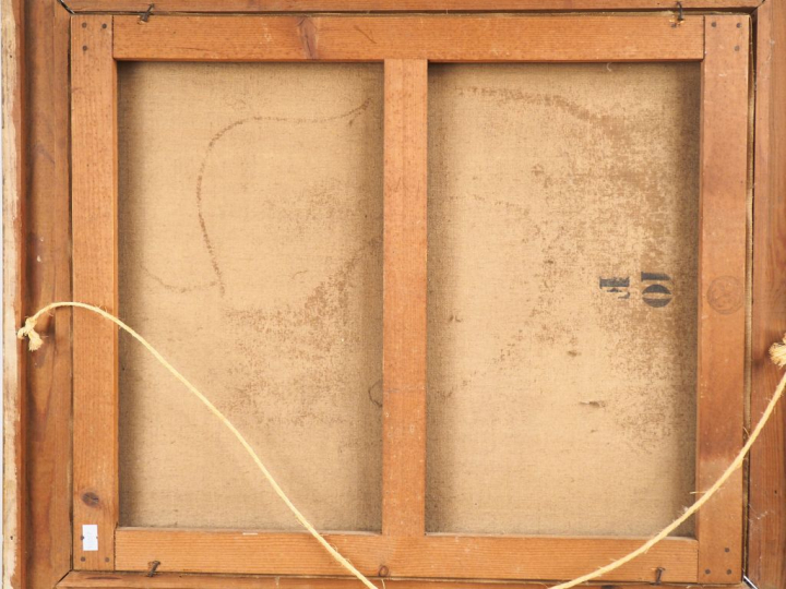 MOREAU. "Le panier de fleurs". Huile sur toile signée en bas à droite.