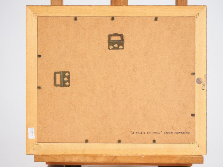 Sophie PIERREFIX. "Le soleil en fond". Huile sur isorel, signée en bas