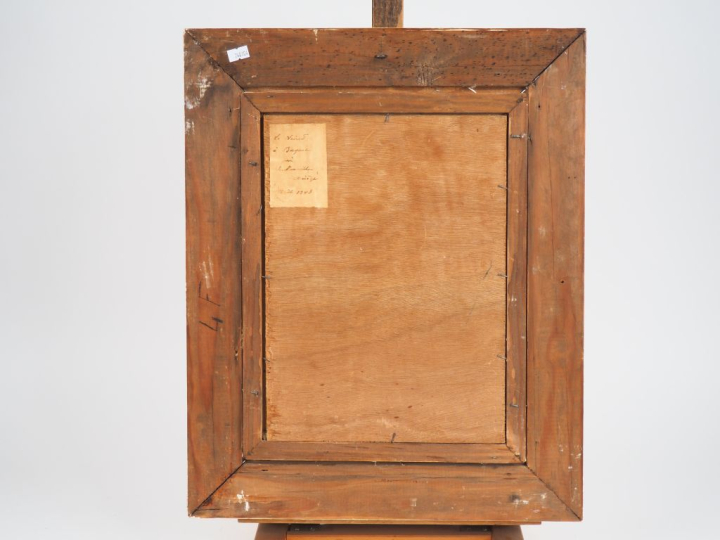 Albert REGAGNON.  "Rivière en Ariège". Huile sur panneau, signée en ba