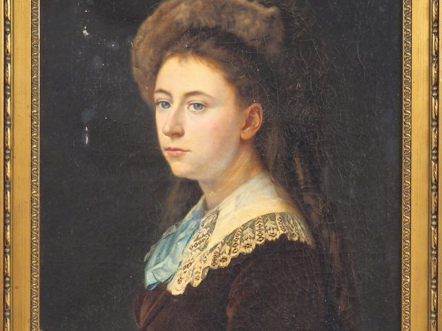 Eugène RENOUARD. "Portrait de jeune fille". Huile sur toile, signée en