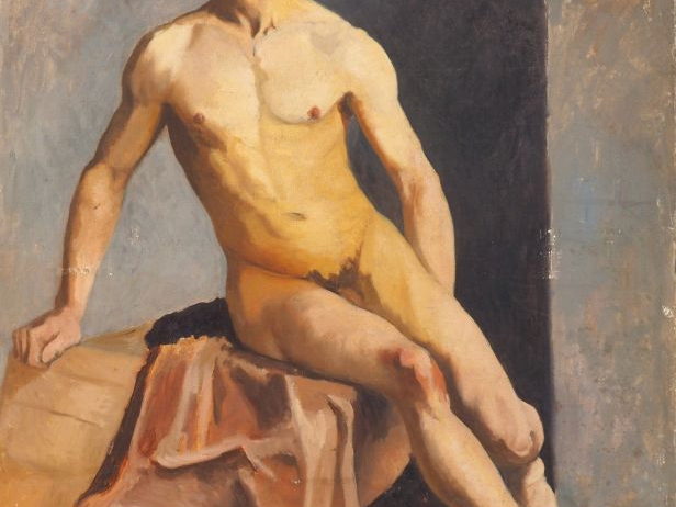 P. TROY. "Nu". Huile sur toile signée au dos. Dim. 81 x 65 cm.