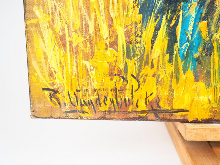 VAN DEN BULCKE. "Glaneuse en Espagne". Huile sur toile signée en bas à