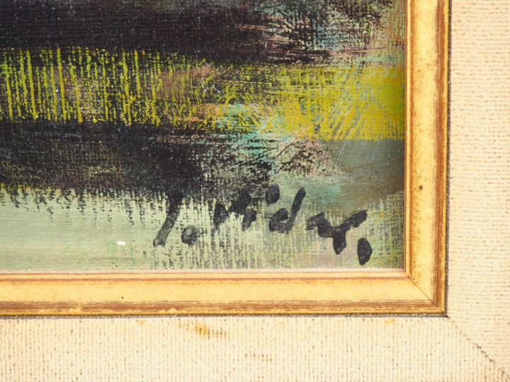 VIDAL.  "Nature morte aux raisins". Huile sur toile signée en bas à dr