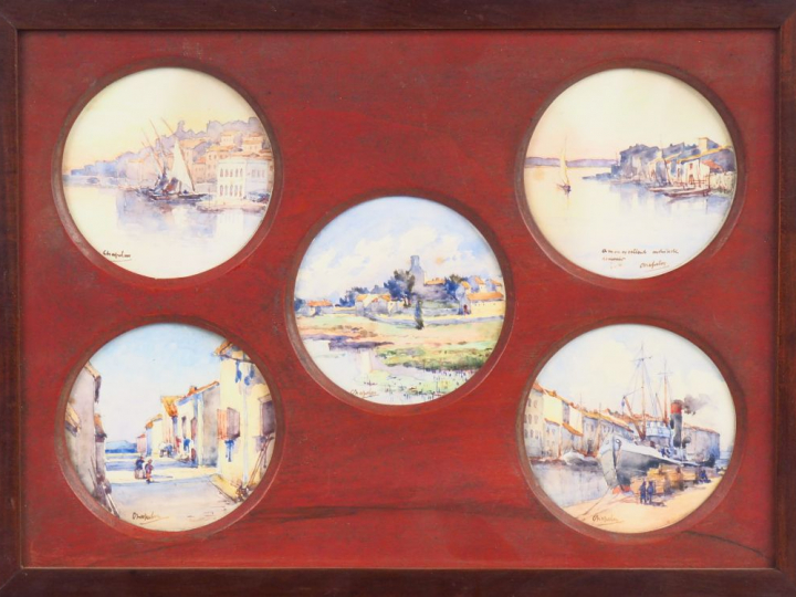 Ecole française fin XIXème début XXème. "Paysages de bord de mer dans 