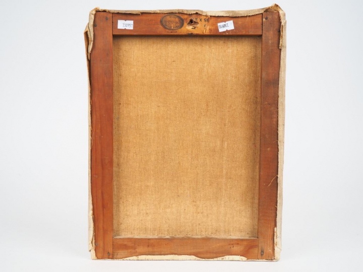 Ecole française XXème. "Bouquet d'anémones". Huile sur toile signée en