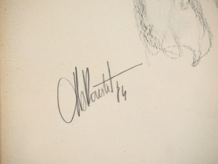 Ecole française XXème. "Odalisque moderne". Dessin rehaussé signé en b