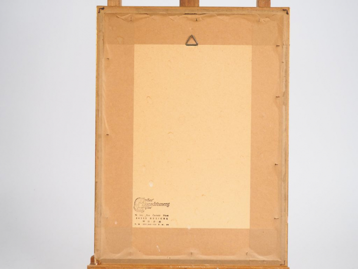 Ecole française XXème. "Odalisque moderne". Dessin rehaussé signé en b