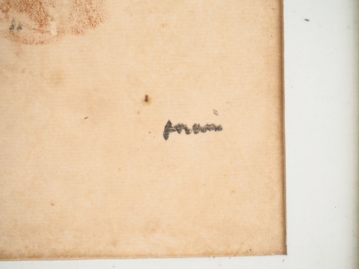 Ecole française Xxème. "Etude de jeune fille". Dessin signé en bas à d