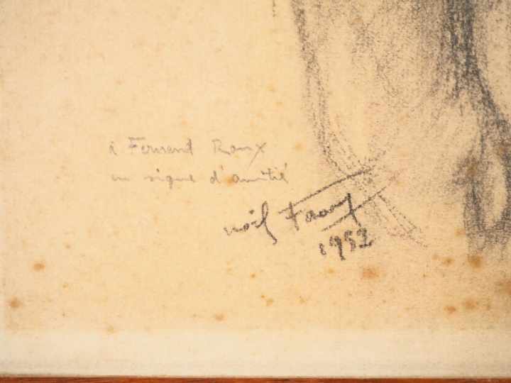 Ecole française XXème. "Maternité". Dessin signé en bas à gauche, daté