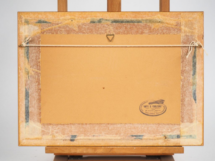 Ecole africaniste XXème. "Route de Brazzaville". Aquarelle signée en b