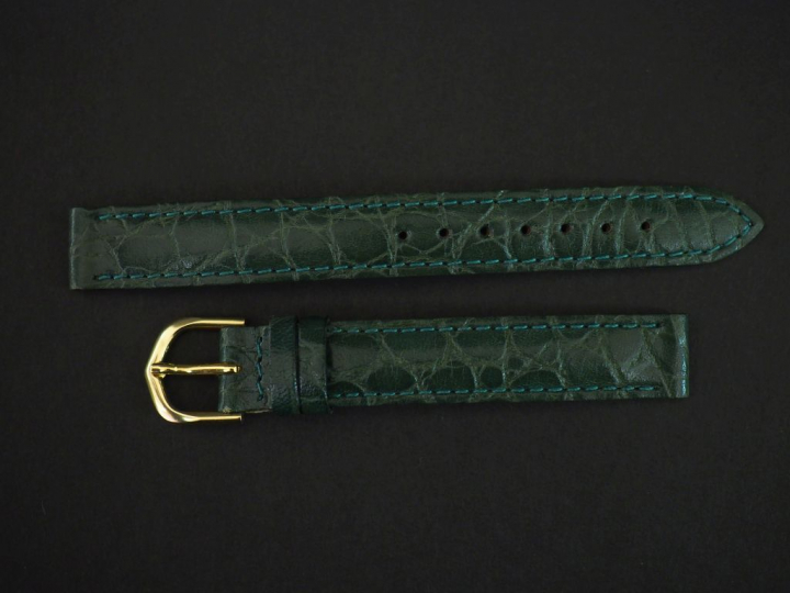 Bracelet de montre en cuir vert.