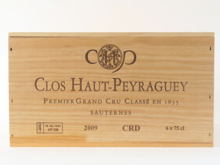 6 BOUTEILLES CLOS HAUT PEYRAGAUEY 1er CC SAUTERNES - 2009 - CBO