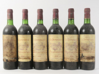 Vente aux enchères 6 BOUTEILLES CHÂTEAU LA DOMINIQUE GCC ST EMILION - 1978 - BG/EA/BS