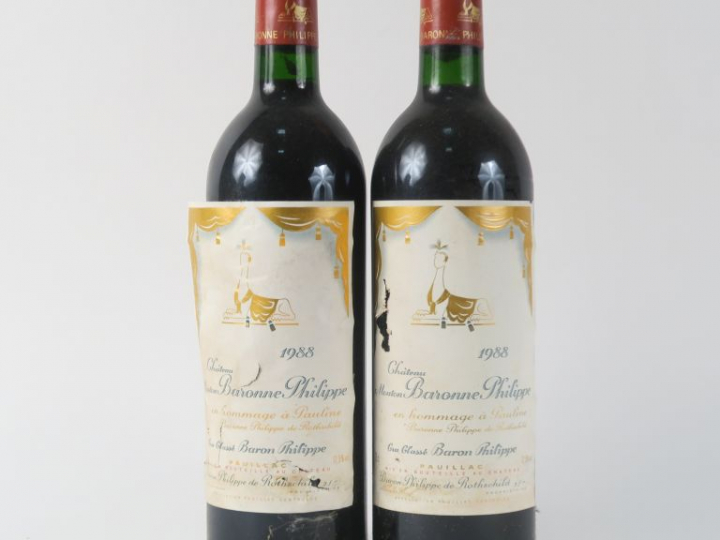 2 BOUTEILLES CHÂTEAU MOUTON BARONNE PHILIPPE CC PAUILLAC - 1988 - ELA