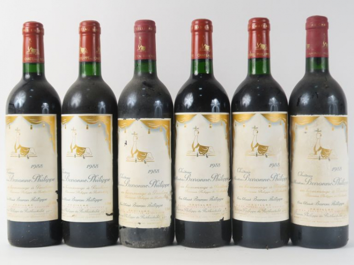 6 BOUTEILLES CHÂTEAU MOUTON BARONNE PHILIPPE CC PAUILLAC - 1988