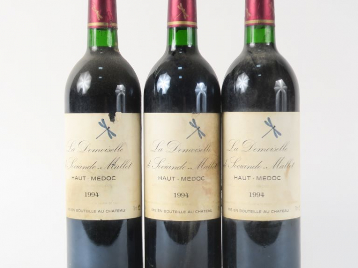 3 BOUTEILLES LA DEMOISELLE DE SOCIANDO MALLET - 1994 - EA