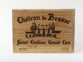 Vente aux enchères 6 BOUTEILLES CHÂTEAU DE PRESSAC GC ST EMILION - 2010 - CBO