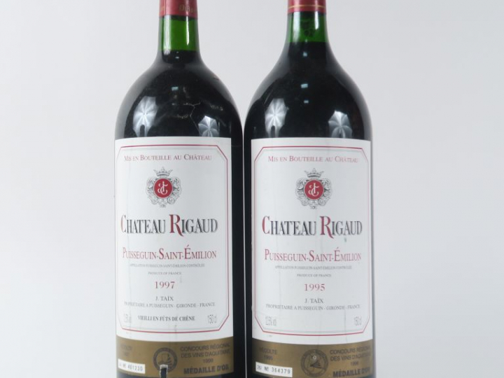2 MAGNUMS CHÂTEAU RIGAUD PUISSEGUIN ST EMILION - 1 de 1995 - 1 de 1997