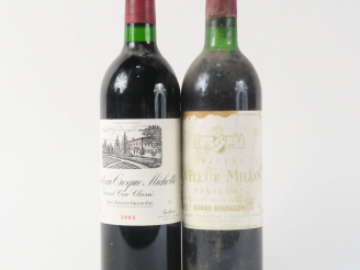 Vente aux enchères 2 BOUTEILLES : 1 CHÂTEAU CROQUE MICHOTTE GCC ST EMILION 1993 - 1 CHÂTE