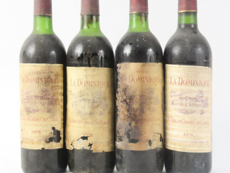 Vente aux enchères 4 BOUTEILLES CHÂTEAU LA DOMINIQUE GC ST EMILION : 1 de 1976 EA - 3 de 