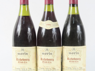 Vente aux enchères 3 BOUTEILLES RICHEBOURG GC MORIN - 1986 - 2 PRÉSUMÉES