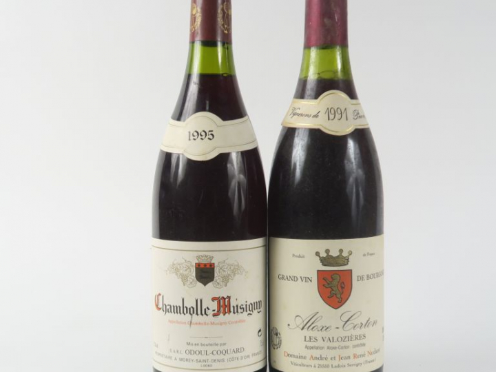 2 BOUTEILLES : 1 CHAMBOLLE MUSIGNY ODOUL COQUARD 1995 - 1 ALOXE CORTON
