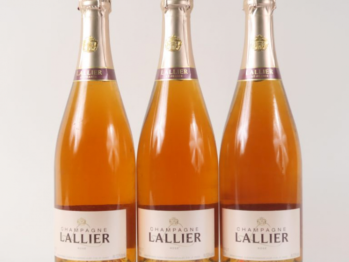 3 BOUTEILLES CHAMPAGNE LALLIER ROSE - COFFRETS