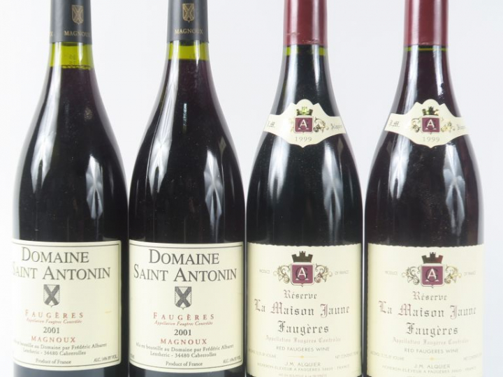 4 BOUTEILLES FAUGERES : 2 LA MAISON JAUNE 'RESERVE' J.M. ALQUIER 1999 