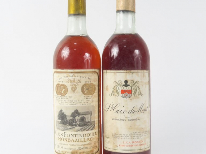 2 BOUTEILLES : 1 CLOS FONTINDOULE MONBAZILLAC - 1 STE CROIX DU MONT