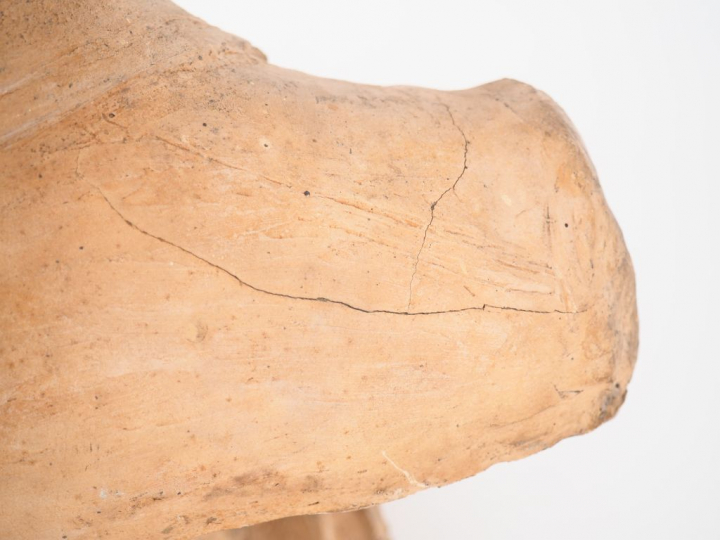 POUGENS.  "portrait de jeune homme en buste". Sculpture en terre cuite