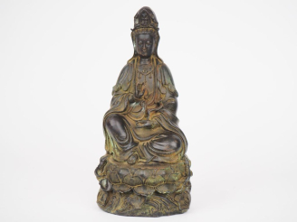 Vente aux enchères Chine vers 1900 Statuette en bronze, représentant la divinité Guanyin,