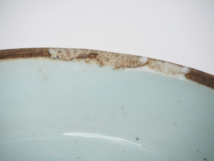 Chine, fin XIXe siècle,  Boite à compartiments en porcelaine bleu blan