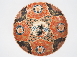 Vente aux enchères Japon, XIXe siècle,  Coupe en porcelaine de Kutani à décor polychrome 