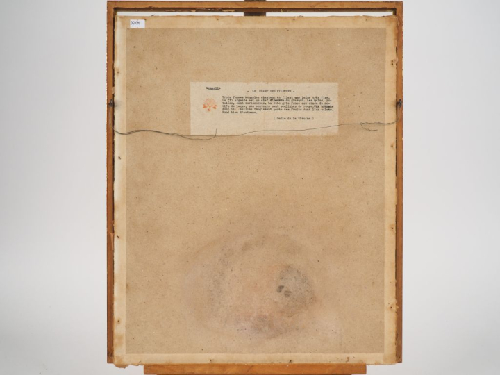 Paul JACOULET.  Estampe figurant le chant des fileuses mongoles. Non s