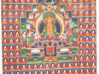 Vente aux enchères Tangka, XVIIIe siècle,  Gouache sur toile, représentant Vairocana assi