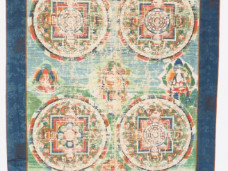 Vente aux enchères Tibet, XVIIIe siècle Gouache sur toile représentant quatre mandalas en